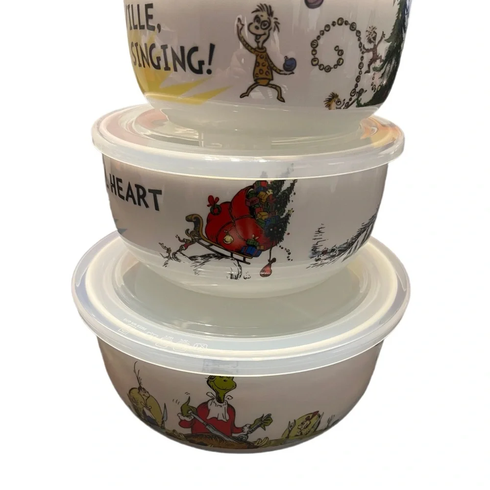 Dr. Seuss The Grinch Who-Ville Christmas Bowls with Pressure Release Lids